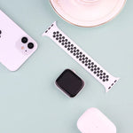 سوار ساعة من السيليكون المرن لسلسلة Apple Watch 6 و SE و 5 و 4 مقاس 44مم / 3 و 2 و 1 مقاس 42مم، 150مم (أسود أبيض)، 150مم (وردي فاتح أبيض)، 150مم (أزرق أبيض)، 160مم (وردي فاتح أبيض)