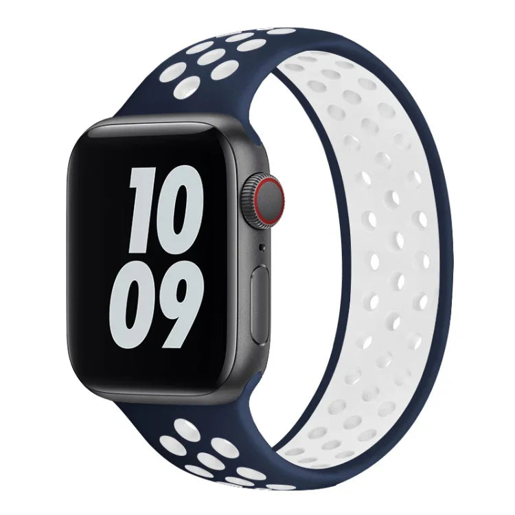 سوار ساعة من السيليكون المرن لسلسلة Apple Watch 6 و SE و 5 و 4 مقاس 44مم / 3 و 2 و 1 مقاس 42مم، 150مم (أسود أبيض)، 150مم (وردي فاتح أبيض)، 150مم (أزرق أبيض)، 160مم (وردي فاتح أبيض)