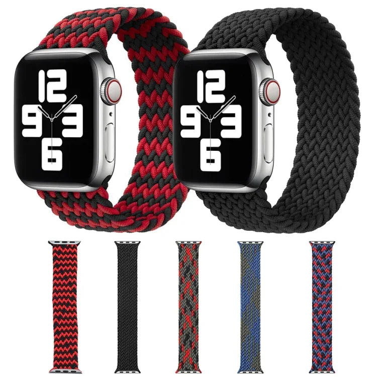 أساور ساعة بديلة من النايلون المضفر بألوان مختلطة بحلقة واحدة لسلسلة Apple Watch 6 و SE و 5 و 4 مقاس 40مم / 3 و 2 و 1 مقاس 38مم، S، M، L
