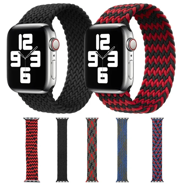 أساور ساعة بديلة من النايلون المضفر بألوان مختلطة بحلقة واحدة لسلسلة Apple Watch 6 و SE و 5 و 4 مقاس 44مم / 3 و 2 و 1 مقاس 42مم، S، M، L