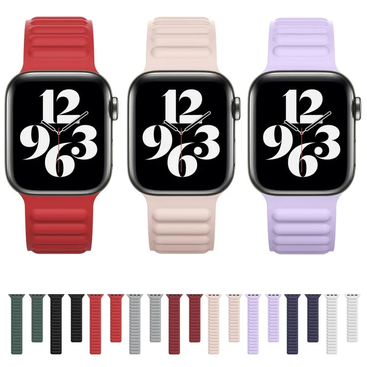 سوار ساعة بسلسلة مغناطيسية من السيليكون لسلسلة Apple Watch 6 و SE و 5 و 4 مقاس 40مم / 3 و 2 و 1 مقاس 38مم، لسلسلة Apple Watch 7 مقاس 41مم / 6 و SE و 5 و 4 مقاس 40مم / 3 و 2 و 1 مقاس 38مم