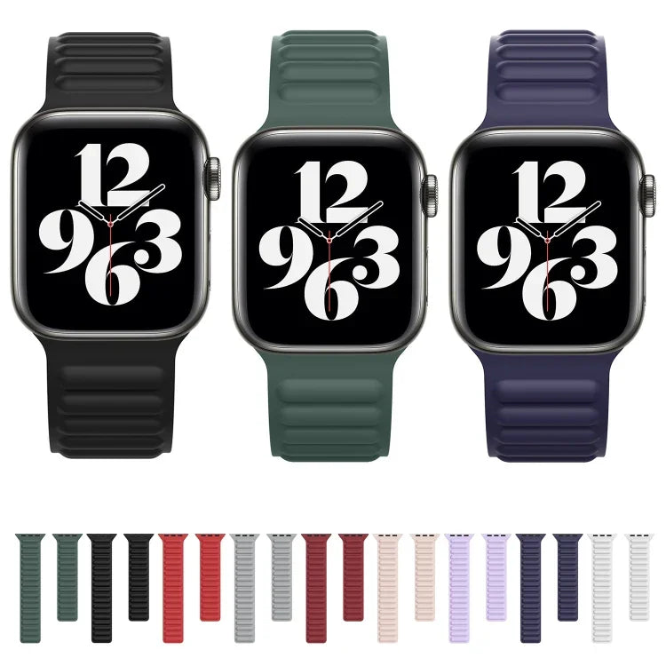 سوار ساعة بسلسلة مغناطيسية من السيليكون لسلسلة Apple Watch 6 و SE و 5 و 4 مقاس 44مم / 3 و 2 و 1 مقاس 42مم، لسلسلة Apple Watch 7 مقاس 45مم / 6 و SE و 5 و 4 مقاس 44مم / 3 و 2 و 1 مقاس 42مم