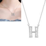 Women Fashion S925 Sterling Silver English Alphabet Pendant Necklace, C, H, K, M