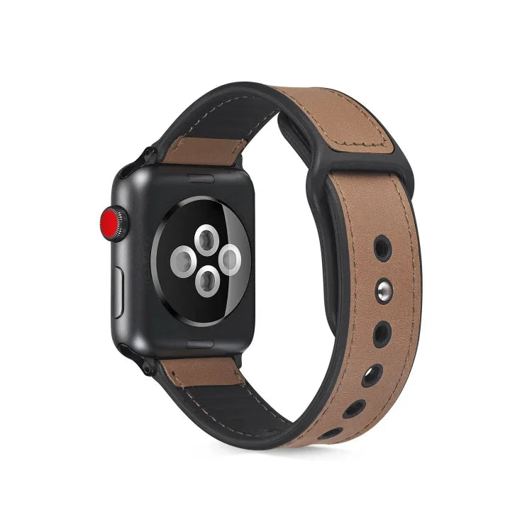 سوار ساعة من جلد TPU ملصوق لسلسلة Apple Watch 6 و SE و 5 و 4 مقاس 40مم / 3 و 2 و 1 مقاس 38مم