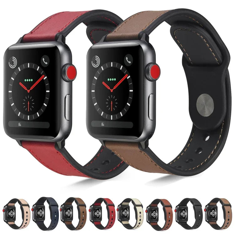 سوار ساعة من جلد TPU ملصوق لسلسلة Apple Watch 6 و SE و 5 و 4 مقاس 40مم / 3 و 2 و 1 مقاس 38مم