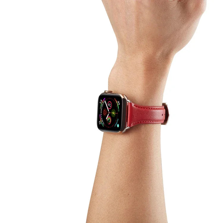 Genuine Leather Watchband For Apple Watch Series 6 & SE & 5 & 4 40mm / 3 & 2 & 1 38mm, For Apple Watch Series 8&7 41mm / SE 2&6&SE&5&4 40mm / 3&2&1 38mm, For Apple Watch Series 7 41mm / 6 & SE & 5 & 4 40mm / 3 & 2 & 1 38mm