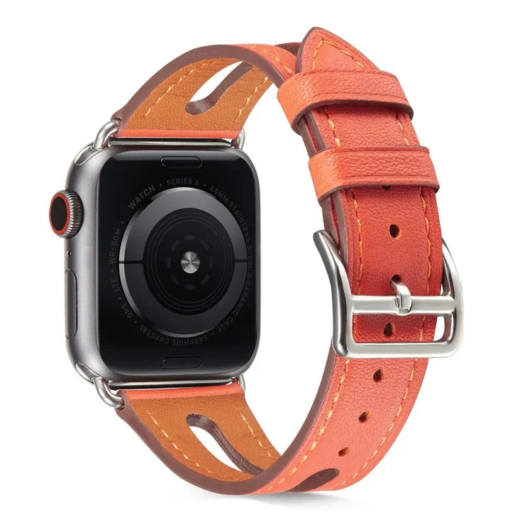 سوار ساعة من جلد عالي الجودة لسلسلة Apple Watch 6 و SE و 5 و 4 بمقاس 40مم / 3 و 2 و 1 بمقاس 38مم