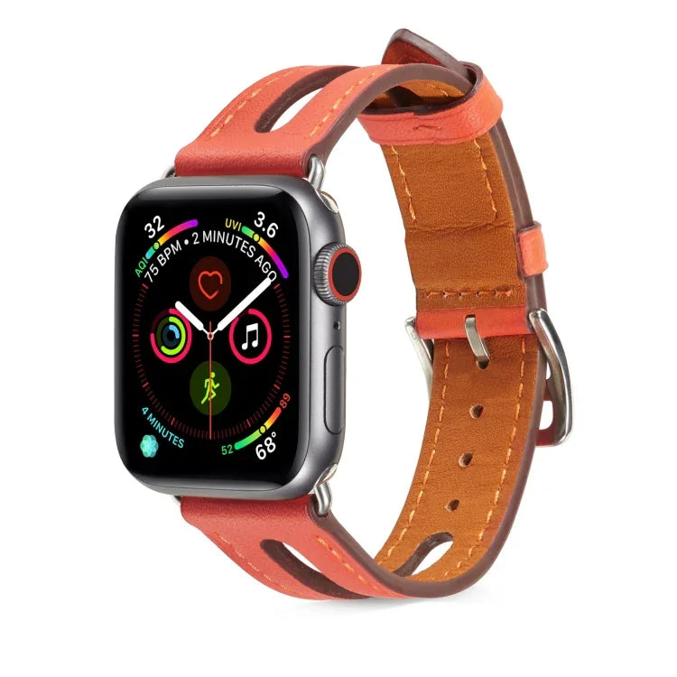 سوار ساعة من جلد عالي الجودة لسلسلة Apple Watch 6 و SE و 5 و 4 بمقاس 40مم / 3 و 2 و 1 بمقاس 38مم