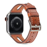 سوار ساعة من جلد عالي الجودة لسلسلة Apple Watch 6 و SE و 5 و 4 بمقاس 40مم / 3 و 2 و 1 بمقاس 38مم