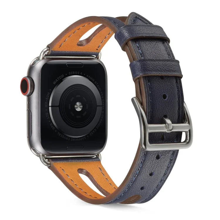سوار ساعة من جلد عالي الجودة لسلسلة Apple Watch 6 و SE و 5 و 4 بمقاس 40مم / 3 و 2 و 1 بمقاس 38مم