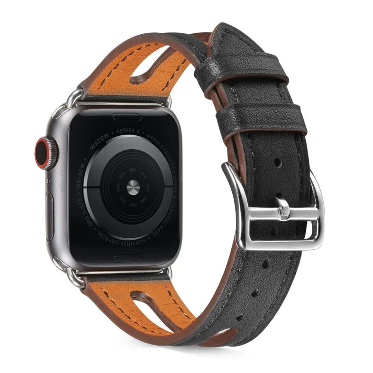 سوار ساعة من جلد عالي الجودة لسلسلة Apple Watch 6 و SE و 5 و 4 بمقاس 40مم / 3 و 2 و 1 بمقاس 38مم