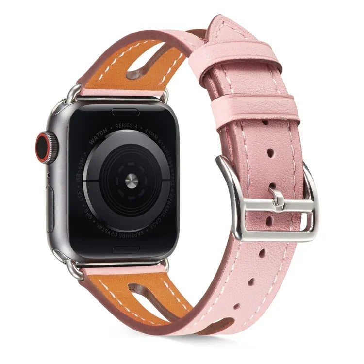 سوار ساعة من جلد عالي الجودة لسلسلة Apple Watch 6 و SE و 5 و 4 بمقاس 40مم / 3 و 2 و 1 بمقاس 38مم