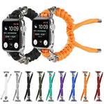 سوار ساعة مضفر بحبل مظلة بنقشة جمجمة، لسلسلة Apple Watch Ultra بمقاس 49مم / السلسلة 8 و 7 بمقاس 45مم / SE 2 و 6 و SE و 5 و 4 بمقاس 44مم / 3 و 2 و 1 بمقاس 42مم، لسلسلة Apple Watch 8 و 7 بمقاس 41مم / SE 2 و 6 و SE و 5 و 4 بمقاس 40مم / 3 و 2 و 1 بمقاس 38مم