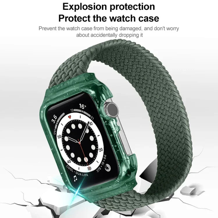 أساور ساعة بديلة منسوجة مع إطار لسلسلة Apple Watch 6 و SE و 5 و 4 بمقاس 40مم / 3 و 2 و 1 بمقاس 38مم، 128مم، 135مم، 140مم، 145مم، 150مم، 155مم