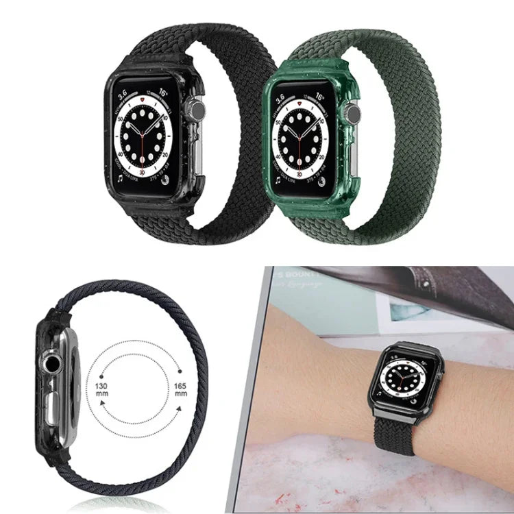 أساور ساعة بديلة منسوجة مع إطار لسلسلة Apple Watch 6 و SE و 5 و 4 بمقاس 40مم / 3 و 2 و 1 بمقاس 38مم، 128مم، 135مم، 140مم، 145مم، 150مم، 155مم