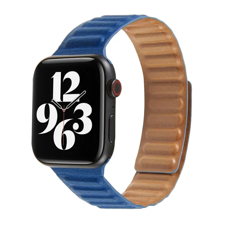 سوار ساعة من الجلد بحلقة لسلسلة Apple Watch 6 و SE و 5 و 4 بمقاس 40مم / 3 و 2 و 1 بمقاس 38مم، لسلسلة Apple Watch 7 بمقاس 41مم / 6 و SE و 5 و 4 بمقاس 40مم / 3 و 2 و 1 بمقاس 38مم