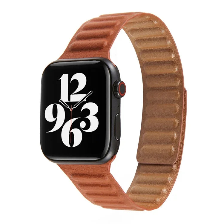 سوار ساعة من الجلد بحلقة لسلسلة Apple Watch 6 و SE و 5 و 4 بمقاس 40مم / 3 و 2 و 1 بمقاس 38مم، لسلسلة Apple Watch 7 بمقاس 41مم / 6 و SE و 5 و 4 بمقاس 40مم / 3 و 2 و 1 بمقاس 38مم