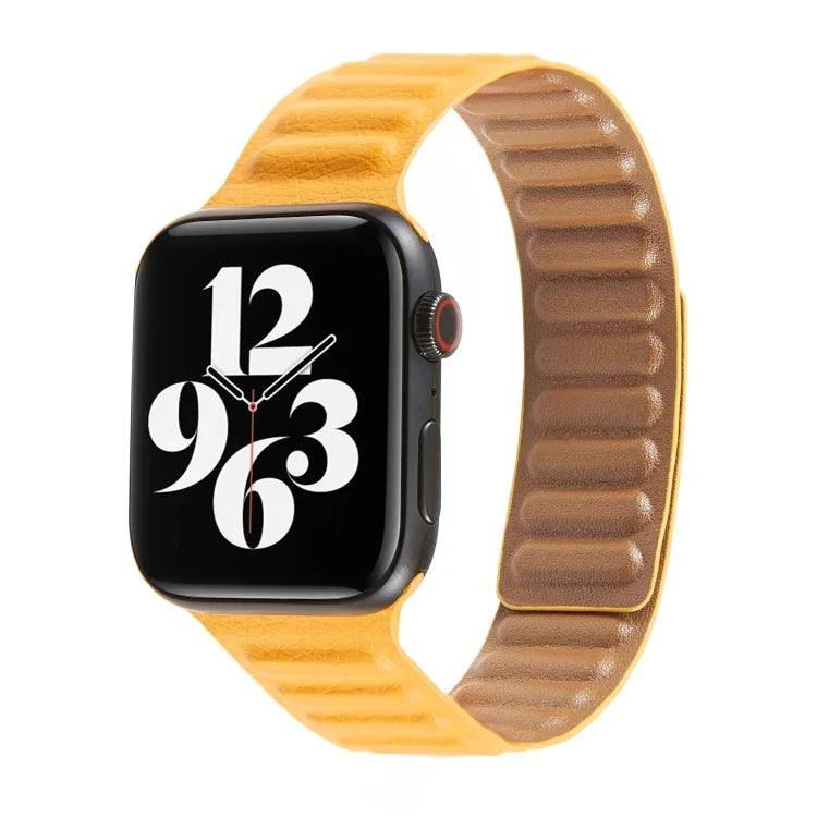 سوار ساعة من الجلد بحلقة لسلسلة Apple Watch 6 و SE و 5 و 4 بمقاس 40مم / 3 و 2 و 1 بمقاس 38مم، لسلسلة Apple Watch 7 بمقاس 41مم / 6 و SE و 5 و 4 بمقاس 40مم / 3 و 2 و 1 بمقاس 38مم