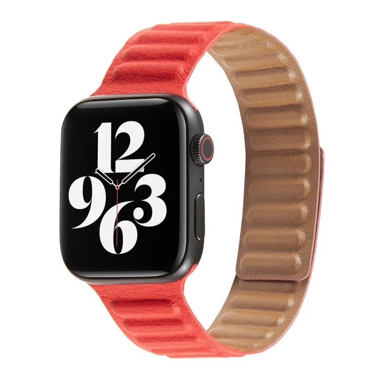 سوار ساعة من الجلد بحلقة لسلسلة Apple Watch 6 و SE و 5 و 4 بمقاس 40مم / 3 و 2 و 1 بمقاس 38مم، لسلسلة Apple Watch 7 بمقاس 41مم / 6 و SE و 5 و 4 بمقاس 40مم / 3 و 2 و 1 بمقاس 38مم