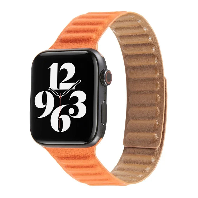 سوار ساعة من الجلد بحلقة لسلسلة Apple Watch 6 و SE و 5 و 4 بمقاس 40مم / 3 و 2 و 1 بمقاس 38مم، لسلسلة Apple Watch 7 بمقاس 41مم / 6 و SE و 5 و 4 بمقاس 40مم / 3 و 2 و 1 بمقاس 38مم