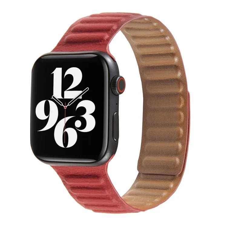 سوار ساعة من الجلد بحلقة لسلسلة Apple Watch 6 و SE و 5 و 4 بمقاس 40مم / 3 و 2 و 1 بمقاس 38مم، لسلسلة Apple Watch 7 بمقاس 41مم / 6 و SE و 5 و 4 بمقاس 40مم / 3 و 2 و 1 بمقاس 38مم