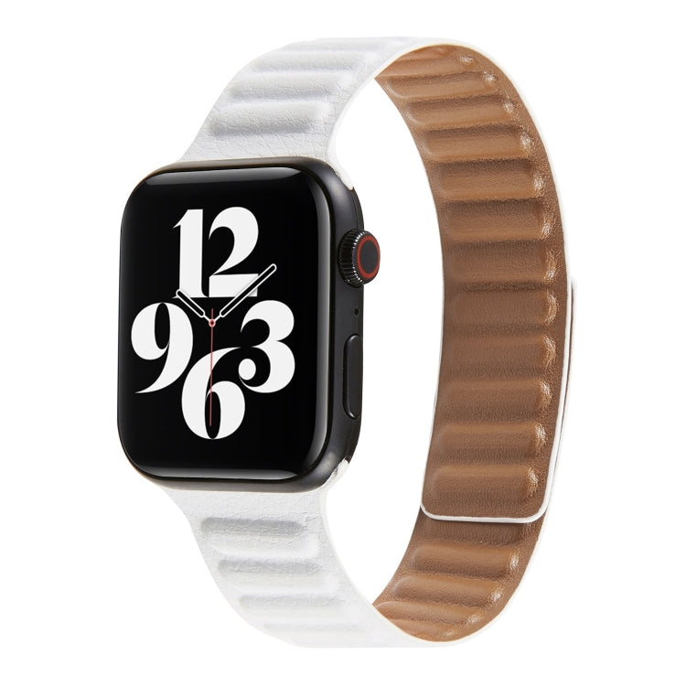 سوار ساعة من الجلد بحلقة متداخلة لسلسلة Apple Watch 6 و SE و 5 و 4 مقاس 44مم / 3 و 2 و 1 مقاس 42مم، لسلسلة Apple Watch 7 مقاس 45مم / 6 و SE و 5 و 4 مقاس 44مم / 3 و 2 و 1 مقاس 42مم