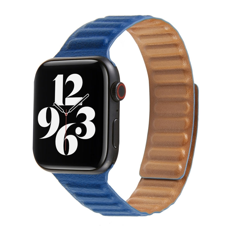 سوار ساعة من الجلد بحلقة متداخلة لسلسلة Apple Watch 6 و SE و 5 و 4 مقاس 44مم / 3 و 2 و 1 مقاس 42مم، لسلسلة Apple Watch 7 مقاس 45مم / 6 و SE و 5 و 4 مقاس 44مم / 3 و 2 و 1 مقاس 42مم