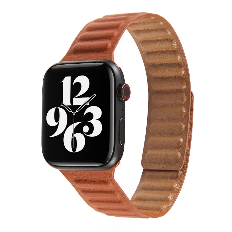 سوار ساعة من الجلد بحلقة متداخلة لسلسلة Apple Watch 6 و SE و 5 و 4 مقاس 44مم / 3 و 2 و 1 مقاس 42مم، لسلسلة Apple Watch 7 مقاس 45مم / 6 و SE و 5 و 4 مقاس 44مم / 3 و 2 و 1 مقاس 42مم