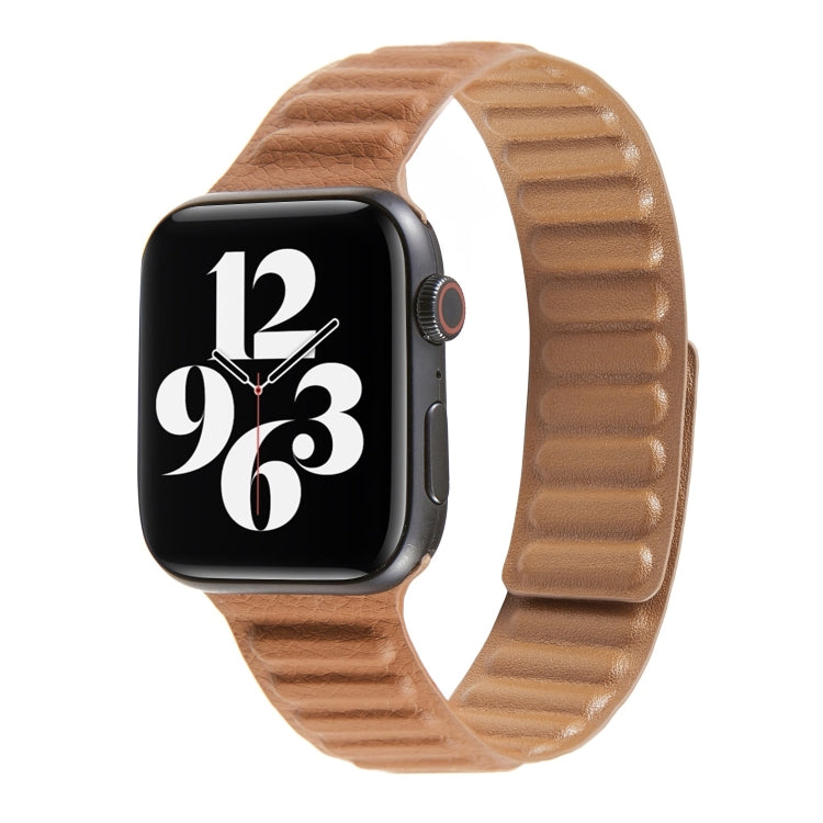سوار ساعة من الجلد بحلقة متداخلة لسلسلة Apple Watch 6 و SE و 5 و 4 مقاس 44مم / 3 و 2 و 1 مقاس 42مم، لسلسلة Apple Watch 7 مقاس 45مم / 6 و SE و 5 و 4 مقاس 44مم / 3 و 2 و 1 مقاس 42مم