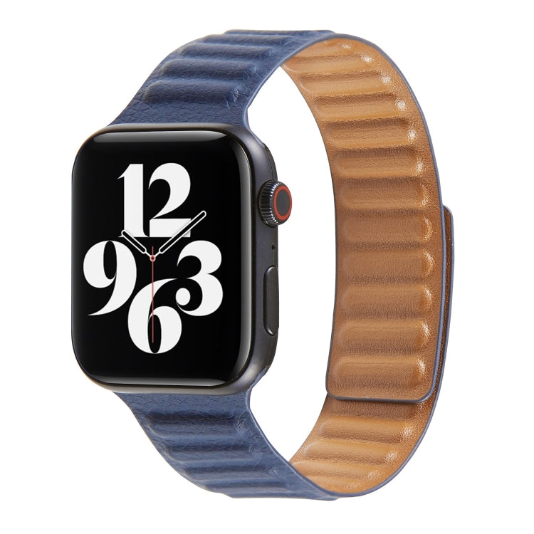 سوار ساعة من الجلد بحلقة متداخلة لسلسلة Apple Watch 6 و SE و 5 و 4 مقاس 44مم / 3 و 2 و 1 مقاس 42مم، لسلسلة Apple Watch 7 مقاس 45مم / 6 و SE و 5 و 4 مقاس 44مم / 3 و 2 و 1 مقاس 42مم
