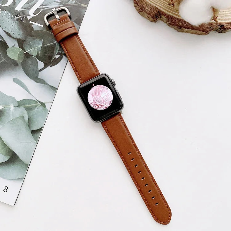 أساور ساعة قابلة للاستبدال بنمط إبزيم حرف D وملمس ناعم لسلسلة Apple Watch 6 و SE و 5 و 4 مقاس 44مم / 3 و 2 و 1 مقاس 42مم