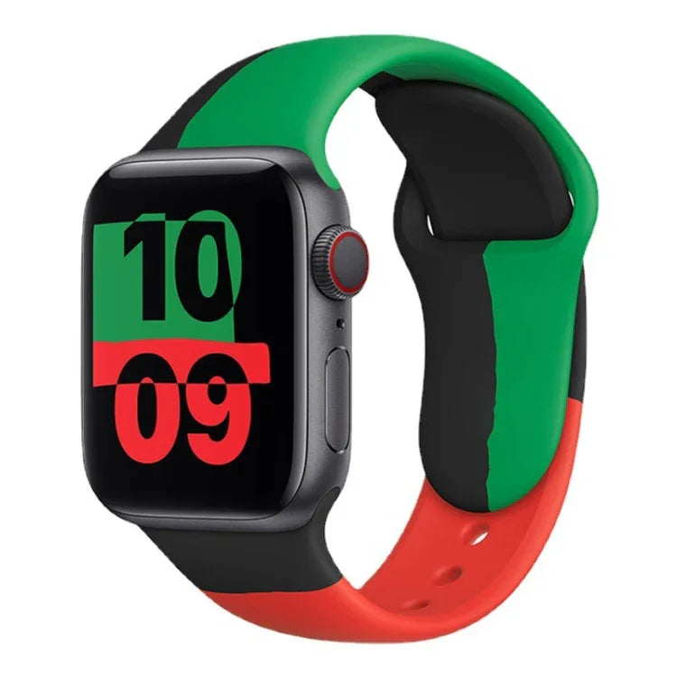 أساور ساعة رياضية من السيليكون باللون الأسود Unity بديلة لساعات Apple Watch Series 6 & SE & 5 & 4 مقاس 40مم / 3 & 2 & 1 مقاس 38مم، لساعات Apple Watch مقاس 40مم/38مم