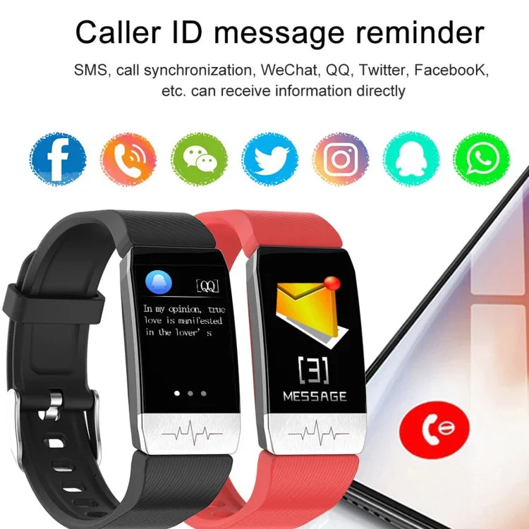 سوار ذكي بشاشة بحجم 1.14 بوصة ومقاوم للماء بمعيار IP67، يدعم مراقبة نسبة الأكسجين في الدم / مراقبة درجة حرارة الجسم / مراقبة معدل ضربات القلب