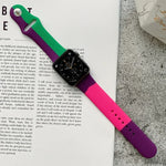 Silicone Color Matching Replacement Watchbands For Apple Watch Series 6 & SE & 5 & 4 40mm / 3 & 2 & 1 38mm, For Apple Watch 40mm/38mm(Black+Red+White), For Apple Watch 40mm/38mm(Red+White+Black), For Apple Watch 40mm/38mm(Light Blue+Dark Blue+Yellow)  ...
