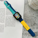 أساور ساعة سيليكون بألوان متناسقة قابلة للاستبدال لسلسلة Apple Watch 6 و SE و 5 و 4 مقاس 44مم / 3 و 2 و 1 مقاس 42مم، لسلسلة Apple Watch 44مم/42مم (أسود+أحمر+أبيض)، لسلسلة Apple Watch 44مم/42مم (أزرق فاتح+أزرق غامق+أصفر)