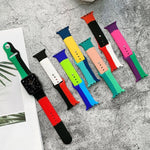 أساور ساعة سيليكون بألوان متناسقة قابلة للاستبدال لسلسلة Apple Watch 6 و SE و 5 و 4 مقاس 44مم / 3 و 2 و 1 مقاس 42مم، لسلسلة Apple Watch 44مم/42مم (أسود+أحمر+أبيض)، لسلسلة Apple Watch 44مم/42مم (أزرق فاتح+أزرق غامق+أصفر)