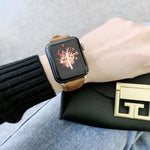 أساور ساعة جلدية بنمط جلد الحصان المجنون + ملمس مسطح قابلة للاستبدال لسلسلة Apple Watch 6 و SE و 5 و 4 مقاس 40مم / 3 و 2 و 1 مقاس 38مم، لسلسلة Apple Watch 7 مقاس 41مم / 6 و SE و 5 و 4 مقاس 40مم / 3 و 2 و 1 مقاس 38مم