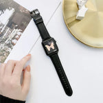 أساور ساعة جلدية بنمط جلد الحصان المجنون + ملمس مسطح قابلة للاستبدال لسلسلة Apple Watch 6 و SE و 5 و 4 مقاس 40مم / 3 و 2 و 1 مقاس 38مم، لسلسلة Apple Watch 7 مقاس 41مم / 6 و SE و 5 و 4 مقاس 40مم / 3 و 2 و 1 مقاس 38مم