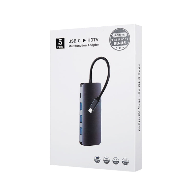 محطة إرساء متعددة الوظائف Remax RU-U5 5 في 1 Type-C / USB-C، 5 في 1