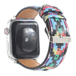 سوار ساعة من الجلد المطبوع بنمط رخامي عرقي لسلسلة Apple Watch 6 و SE و 5 و 4 بمقاس 44مم / 3 و 2 و 1 بمقاس 42مم، 5 و 4 بمقاس 40مم / 3 و 2 و 1 بمقاس 38مم