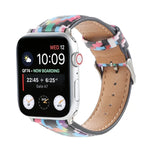 سوار ساعة من الجلد المطبوع بنمط رخامي عرقي لسلسلة Apple Watch 6 و SE و 5 و 4 بمقاس 44مم / 3 و 2 و 1 بمقاس 42مم، 5 و 4 بمقاس 40مم / 3 و 2 و 1 بمقاس 38مم