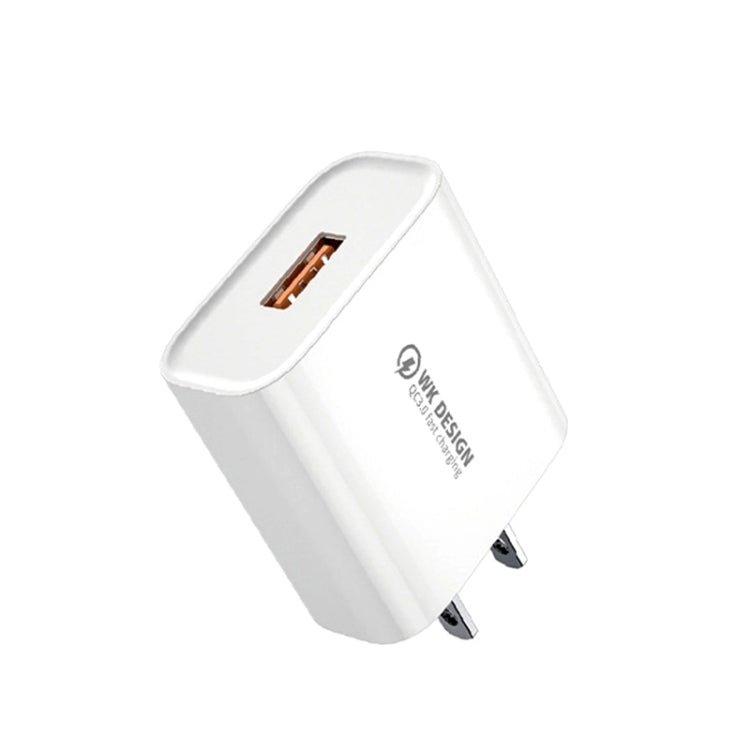 شاحن سريع WK WP-U57 بقوة 18 واط QC3.0 + كابل بيانات USB إلى Type-C / USB-C، قابس الولايات المتحدة