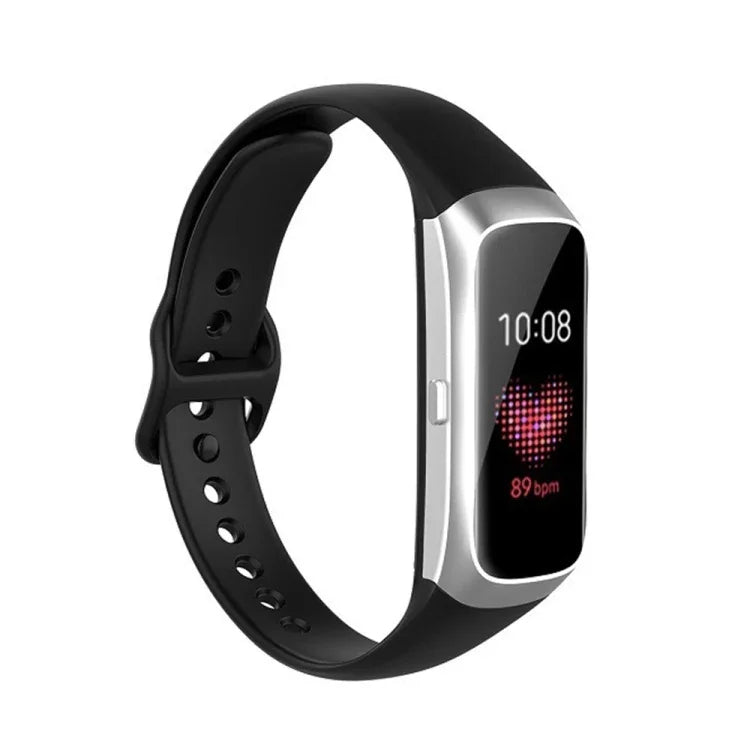 لسوار استبدال من السيليكون والفولاذ مع مشبك أسود لسوار Samsung Galaxy Fit SM-R370