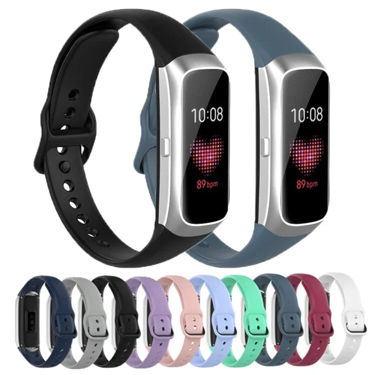 لسوار استبدال من السيليكون والفولاذ مع مشبك أسود لسوار Samsung Galaxy Fit SM-R370