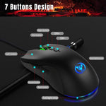 فأرة ألعاب سلكية ميكانيكية HXSJ A883 بـ 7 أزرار ودقة 6400 DPI مع إضاءة RGB