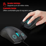 فأرة ألعاب سلكية ميكانيكية HXSJ A883 بـ 7 أزرار ودقة 6400 DPI مع إضاءة RGB