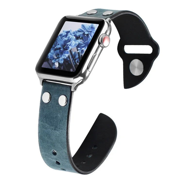 سوار ساعة من جلد السكين، لسلسلة Apple Watch Ultra بمقاس 49مم / سلسلة 8 و 7 بمقاس 45مم / SE 2 و 6 و SE و 5 و 4 بمقاس 44مم / 3 و 2 و 1 بمقاس 42مم، لسلسلة Apple Watch 8 و 7 بمقاس 41مم / SE 2 و 6 و SE و 5 و 4 بمقاس 40مم / 3 و 2 و 1 بمقاس 38مم