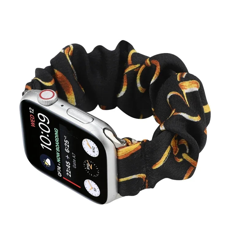 سوار ساعة بديل من حلقة شعر قماشية لسلسلة Apple Watch 8 و 7 بمقاس 45مم / SE 2 و 6 و SE و 5 و 4 بمقاس 44مم / 3 و 2 و 1 بمقاس 42مم، لسلسلة Apple Watch 8 و 7 بمقاس 41مم / SE 2 و 6 و SE و 5 و 4 بمقاس 40مم / 3 و 2 و 1 بمقاس 38مم