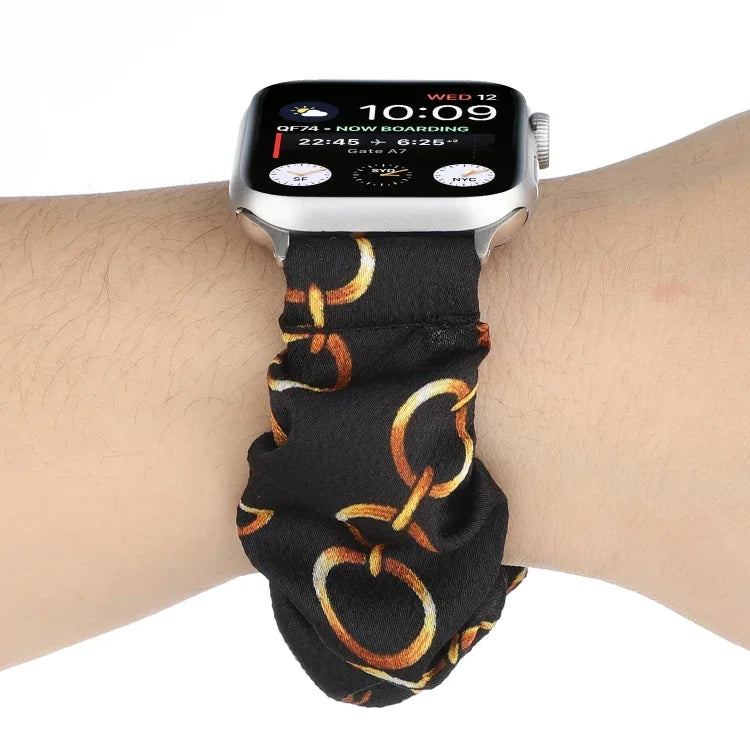 سوار ساعة بديل من حلقة شعر قماشية لسلسلة Apple Watch 8 و 7 بمقاس 45مم / SE 2 و 6 و SE و 5 و 4 بمقاس 44مم / 3 و 2 و 1 بمقاس 42مم، لسلسلة Apple Watch 8 و 7 بمقاس 41مم / SE 2 و 6 و SE و 5 و 4 بمقاس 40مم / 3 و 2 و 1 بمقاس 38مم