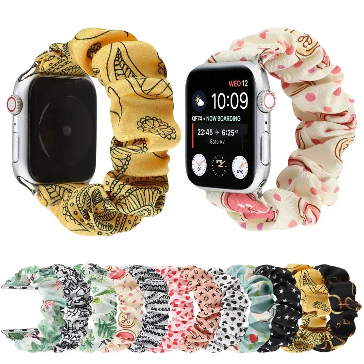 سوار ساعة بديل من حلقة شعر قماشية لسلسلة Apple Watch 8 و 7 بمقاس 45مم / SE 2 و 6 و SE و 5 و 4 بمقاس 44مم / 3 و 2 و 1 بمقاس 42مم، لسلسلة Apple Watch 8 و 7 بمقاس 41مم / SE 2 و 6 و SE و 5 و 4 بمقاس 40مم / 3 و 2 و 1 بمقاس 38مم